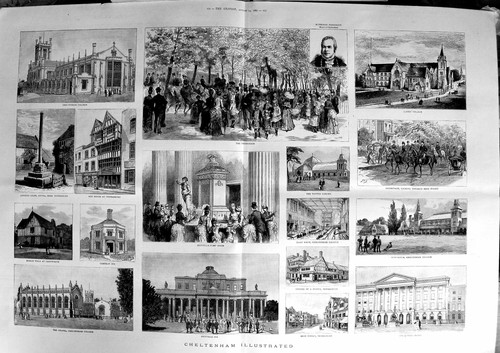 Original old antique print - old,
