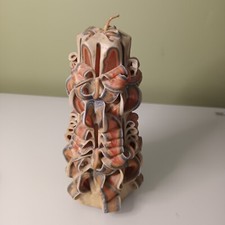 Hand Carved Ribbon Candle 26cm 10inch - Unused -  Believed to be 70's or 80's