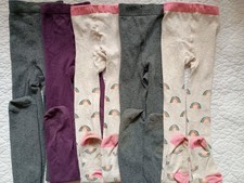 x5 Girls 6-7 years Tights Bundle Mini Boden M&S thermal cotton blend rib rainbow