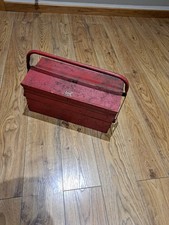 Vintage Large Red Metal  TALCO Cantilever Tool Box -  Lockable Made In Britain