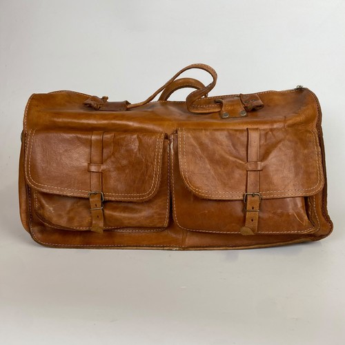 Vintage tan leather - tan, holdall