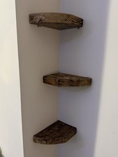 Reclaimed Rustic Wood CORNER SHELF Industrial Style Floating x1