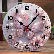 Pink Butterfly Wooden Round