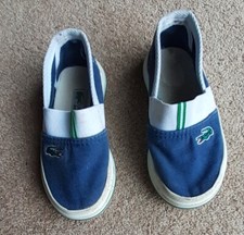 Lacoste slip ons blue white green size 24 or UK 6.5 to 7 infant