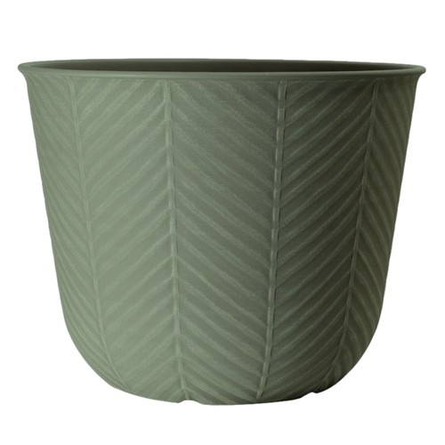 Round plastic green plant pot - green,