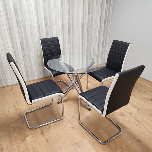 Round clear glass dining - clear,