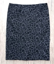 Fenn Wright Manson Classy Straight Size 6 Skirt Black & Gray Leopard Print
