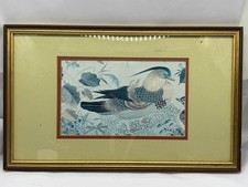 VINTAGE BLUE BIRD PRINT IMAGE PICTURE FRAMED ORIENTAL WALL ART