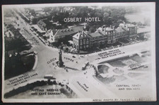Old Real Photo style postcard AERIAL PHOTO MAP OF SKEGNESS OSBERT HOTEL Lincs