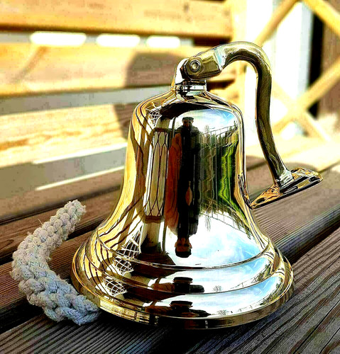 Antique finish brass ship bell - antique,
