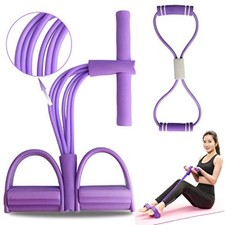 Multi-Function Tension Rope 6-Tube Gym Fitness Foot Pedal Exerciser Pull Band UK
