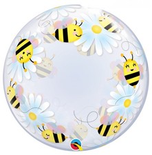 QUALATEX 24 inch Sweet Bees & Daisies Deco Bubble Balloon 24” SKU: 15733