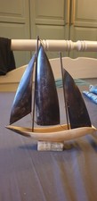 Mid Century 1950s Polished Horn Sailing Boat Yacht Decor Vintage Nautical 