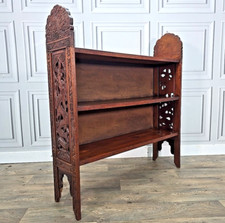Antique Carved Low Oriental Solid Wooden Bookcase Shelves Display Shelving Unit