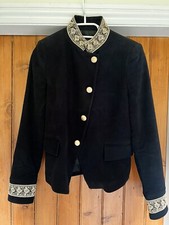 ZARA Black Military Style Jacket Coat  Embroidered Blazer Gold Size S