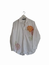 French Connection Blouse Shirt White Cotton Floral Cambria Popover RRP £75 S 10