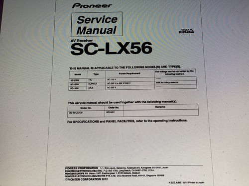 Pioneer lx56 service manual - pioneer,