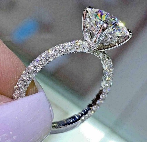 14k white gold plated - white, 3ct