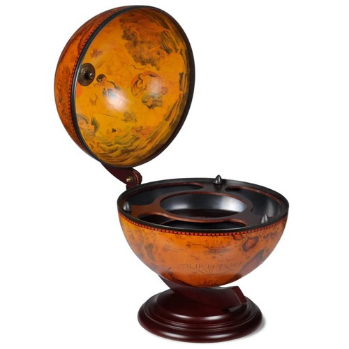 Eucalyptus wood tabletop globe - wood,