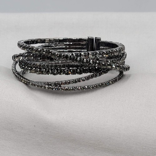 Black crystal bracelet - bracelet, open