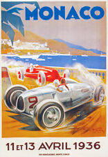 AV36 Vintage 1936 Monaco Grand Prix Motor Racing Poster Re-Print A1 A2 A3