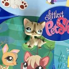 Littlest Pet Shop Rare Grey Shorthair Cat #468 with flower eyes