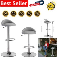 Elegant 360° Swivel Bar Stools - Height Adjustable, Chrome Footrest, Gray