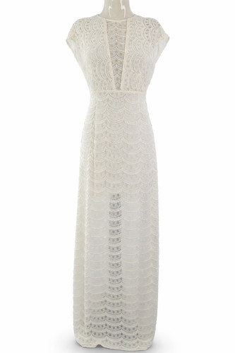 White lace maxi dress - white, cap