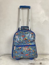 Cath Kidston Wheeled Case Cabin Luggage Backpack Blue Trucks Diggers Weekend Bag