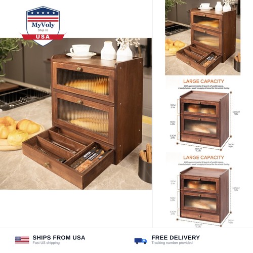 Solid wood bread box for - bread,