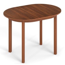 Farmhouse Dining Room Desk Oval Kitchen Table w/ Rubber Wood Legs-Walnut