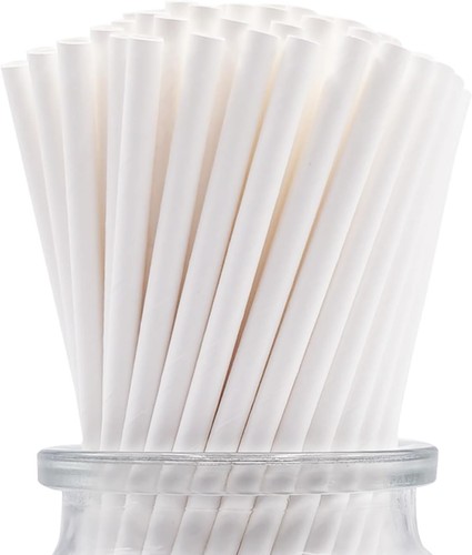 White paper straws 6mm 200mm - white, x