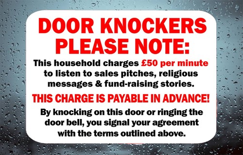 Cold caller sticker door - cold,