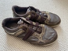 Ladies Diesel leather Gold Sparkle Brown Leather Shoes Trainers Size UK 5.5 