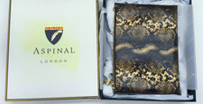 Aspinal of London brown animal print leather clutch bag pouch new & boxed