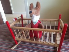 Original 1960s/70s Wooden Dolls Cot on Rockers