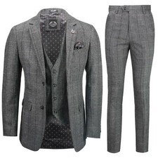 Mens 3 Piece Grey Tweed Suit