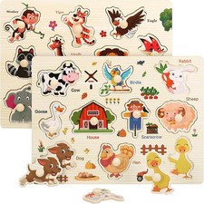 2 Set Wooden Puzzles for Kids