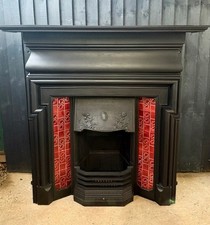 Antique Vicrorian Cast Iron Fireplace Tiled Mantle Combination ex Large Size B24