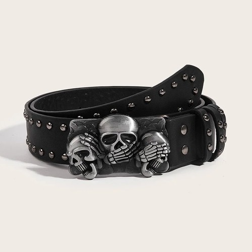 Black skull buckle - skull, belt