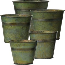 Oairse Set of 5 Plant Pots Outdoor Galvanised Planter Garden Planters Metal