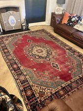 Large Afghan Carpet Rug Hand Made Wool Vintage Living Room 9ft 8" x 6ft 11"