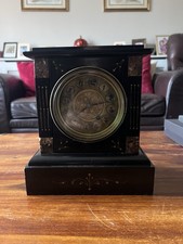 Old Antique Slate And Marble Chiming Mantle Clock In Full Working Order