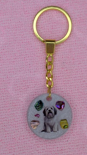 Bearded collie dog keyring - bearded,