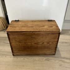 Antique Vintage Wood Wooden Chest Box Storage lift lid old