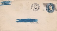 United States 1911 New York Cancel Pre Paid Envelope to Copen. Denmark Ref 45681