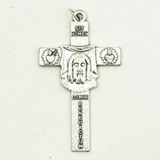 Holy Face Cross Silver Tone
