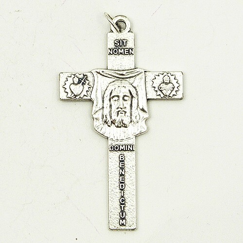 Holy face cross silver tone - face,