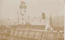 SCARBOROUGH C1907 PC ANIMATED VIEW OF LIGHTHOUSE STEAMER, FISHING & ROWING BOATS