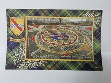 Vintage Valentines Postcard Floral Clock Edinburgh Hunting Stewart Tartan c1930s